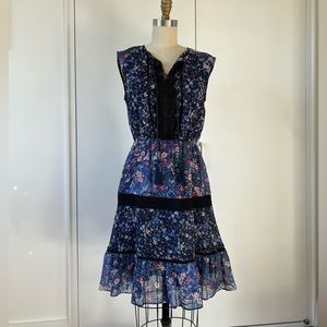 Tahari chiffon with lace dress